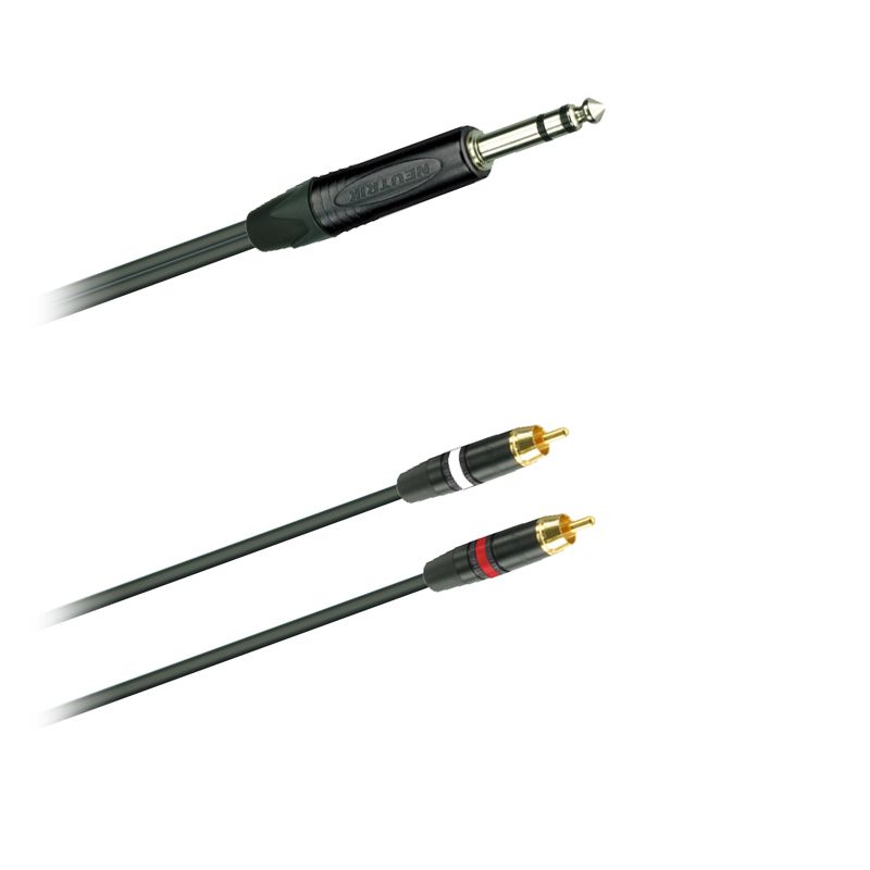 Y-Audio-kabel, symetrický, Jack stereo Neutrik NP3C-B - 2x Cinch Rean NYS-373 - 1,5 m