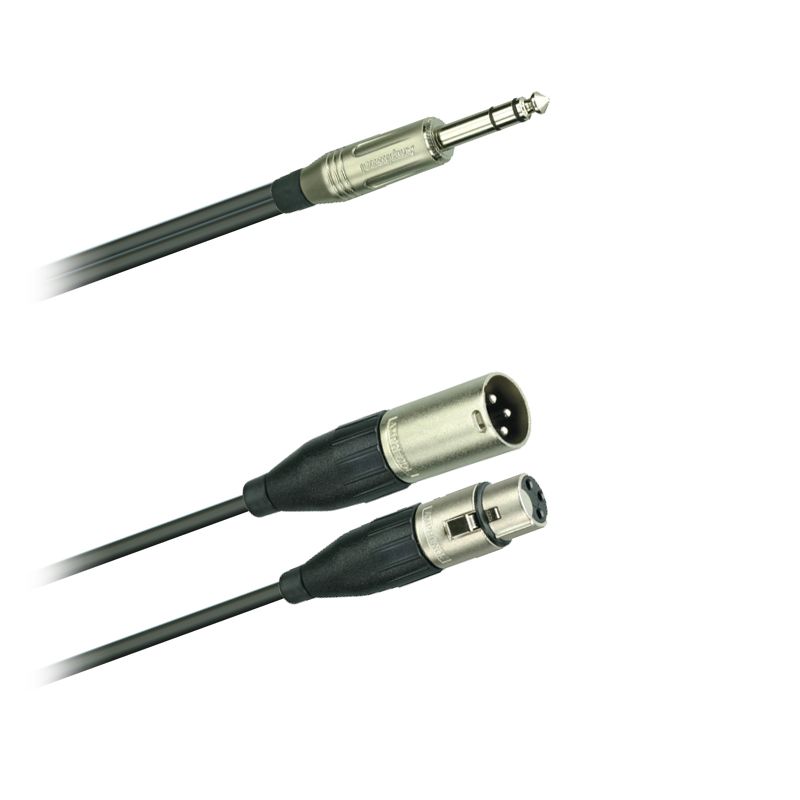 Y-Audio-kabel, Jack stereo Amphenol ACPS-GN - 2x  XLR Amphenol AC3M+AC3F  - 1,5 m