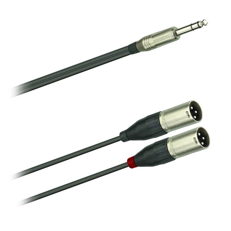 Y-Audio kabel sym. Jack 6,3 stereo-2x XLR M Amphenol ( 1,0 - 10m)