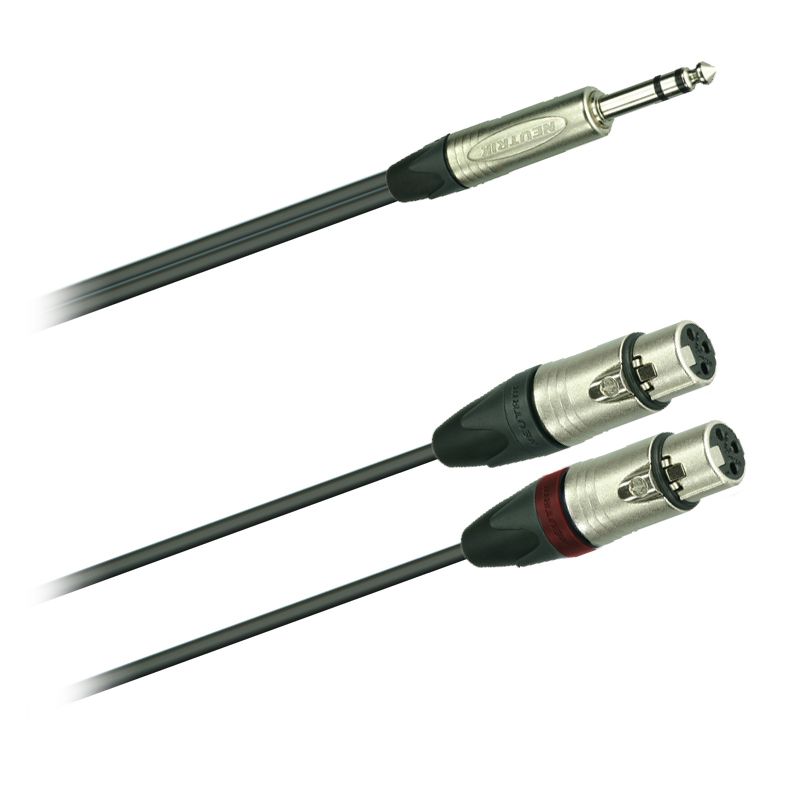 Y-Audio-kabel Jack  6,3mm stereo  Neutrik NP3X - 2x XLR  Neutrik NC3FXX  3,0m