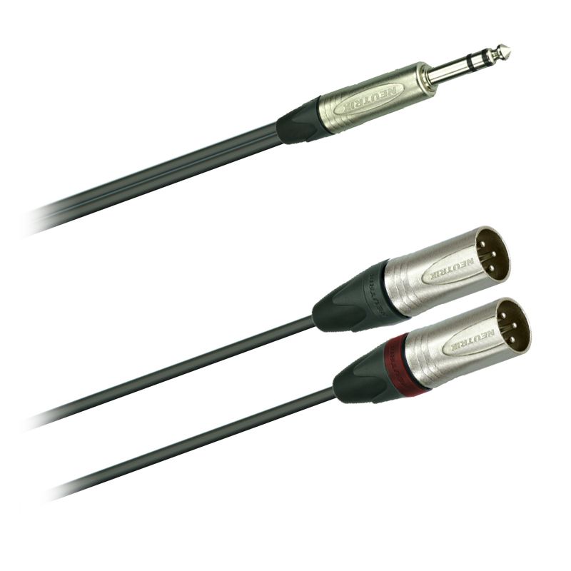 Y-Audio-kabel Jack  6,3mm stereo  Neutrik NP3X - 2x XLR  Neutrik NC3MXX  1,5m