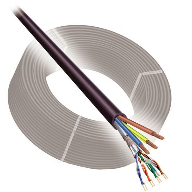 Hybrid kabel Cat7 + síť 3x 1,5mm2  (FRNC)