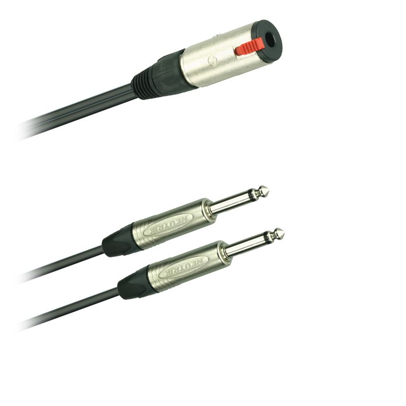 Y-Audio adaptér kabel  Jack spojka Neutrik NJ3FC6 - 2x Jack Neutrik NP2X (mono) (0,2m)