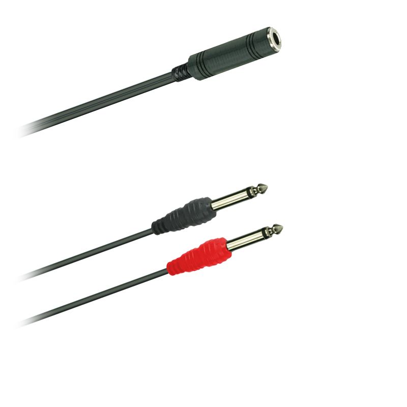Y-Audio adaptér kabel  Jack spojka 6,3mm stereo - 2x Jack 6,3 mono (0,2m)