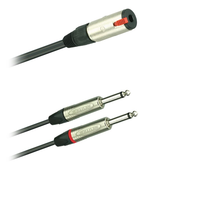Y-Audio adaptér kabel  Jack spojka Neutrik NJ3FC6 stereo-2x Jack Neutrik NP2X (0,2m)