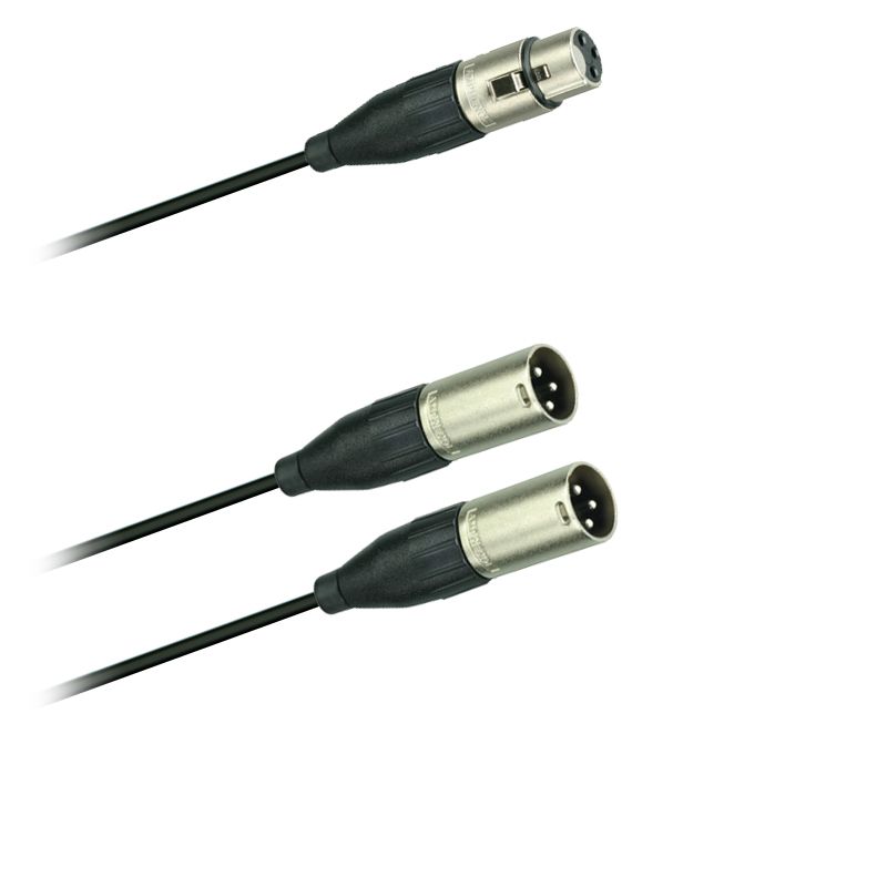 Y-Audio adaptér kabel  XLR AC3F - 2x XLR  AC3M Amphenol (0,2m)