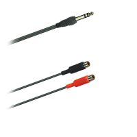 Y-Audio adaptér kabel Jack konektor 6,3mm stereo  - 2x Cinch spojka  moulded (0,15m)