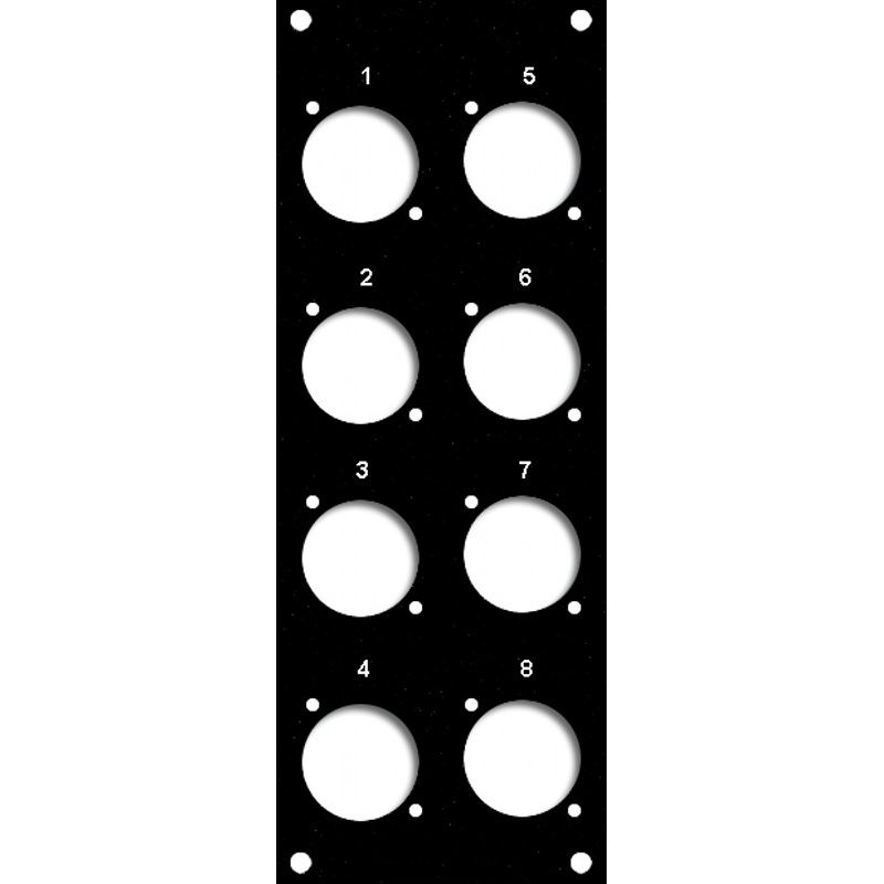Čelní deska s  8 x XLR otvory, 1-8 popis (A/B-Typ)